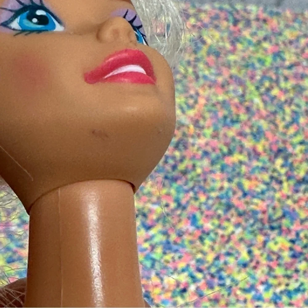 Barbie Doll 1995 Foam N Color Long Blonde Hair Bangs Earrings Shoes Restyled